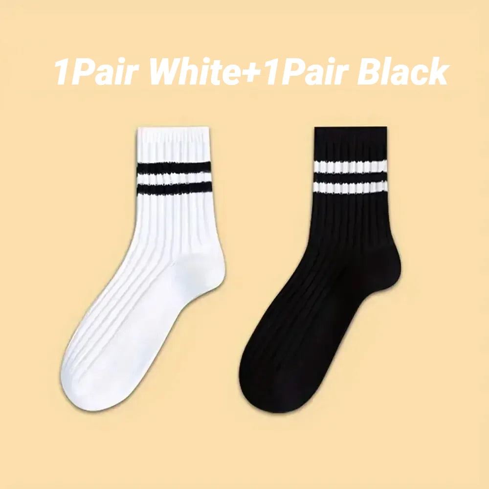 Men's Striped Mid Tube Socks | Breathable Casual Comfort