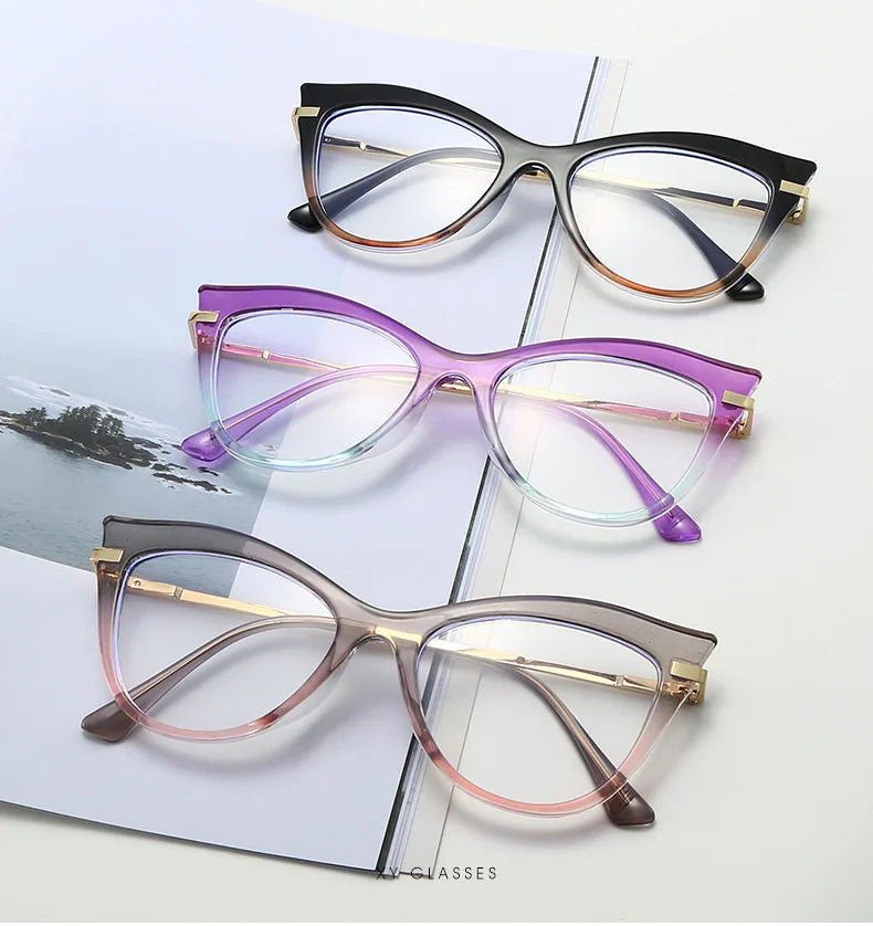Gradient Cat-Eye Glasses | Retro Y2K Style for Fashion Enthusiasts
