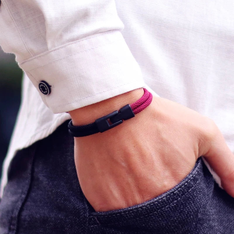 Double Layer Colorblock Rope Bracelet for Men | Trendy Accessory