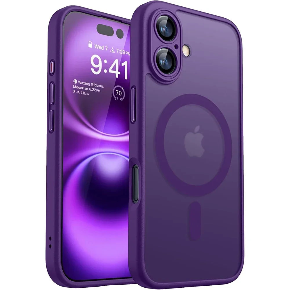 Shockproof Magnetic Matte Translucent Case for iPhone Models
