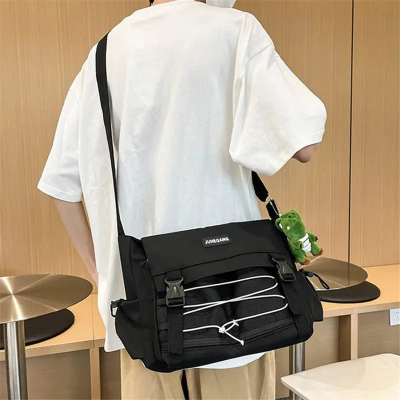 Bolso cruzado de nailon elegante para adolescentes | Bandolera multibolsillos