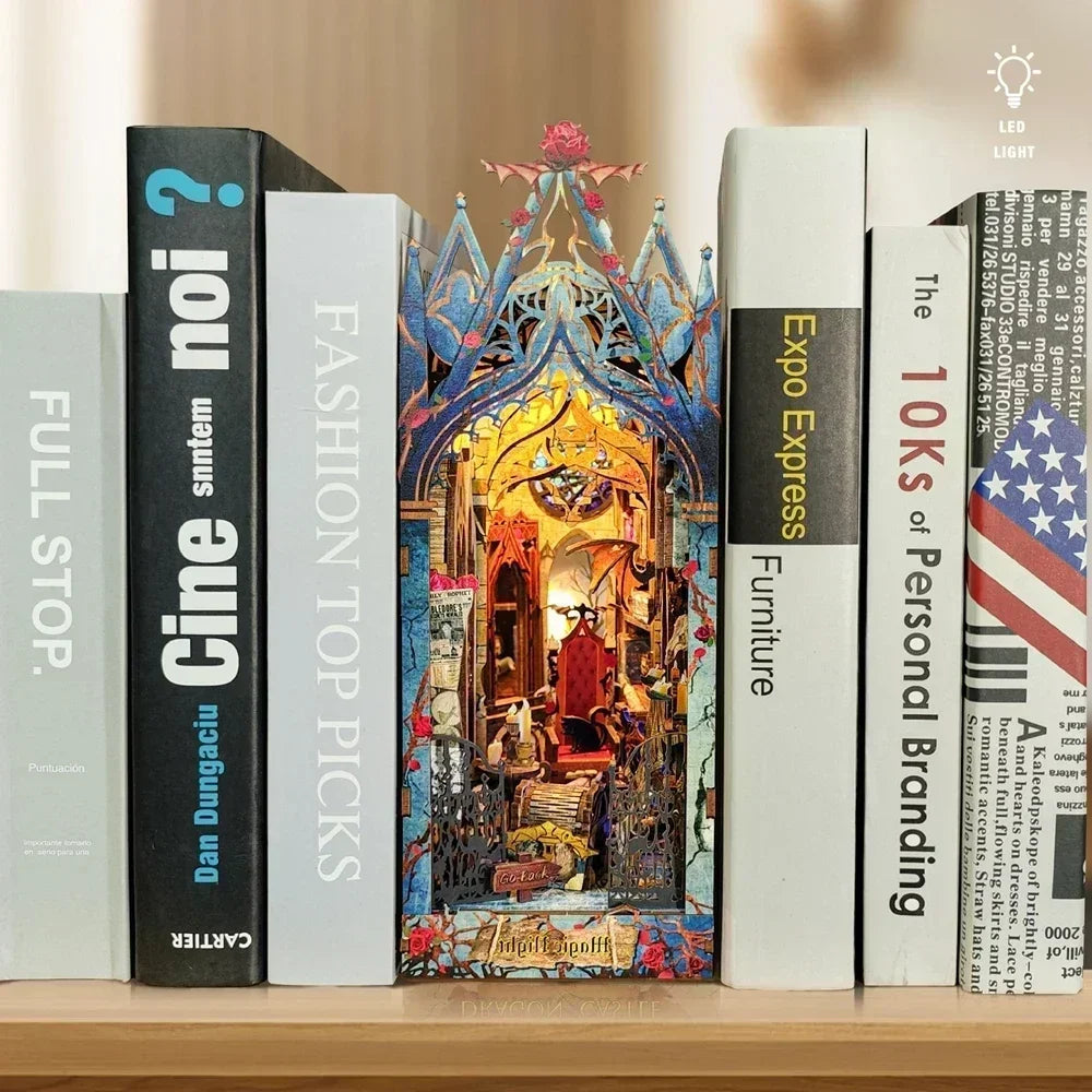 Kit de rincón de lectura de castillo en miniatura para montar | Encantadora experiencia de manualidades