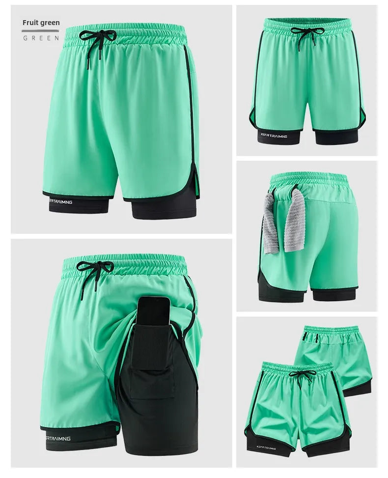Men's 2-in-1 Camo Running Shorts | Quick Dry Gym Wear