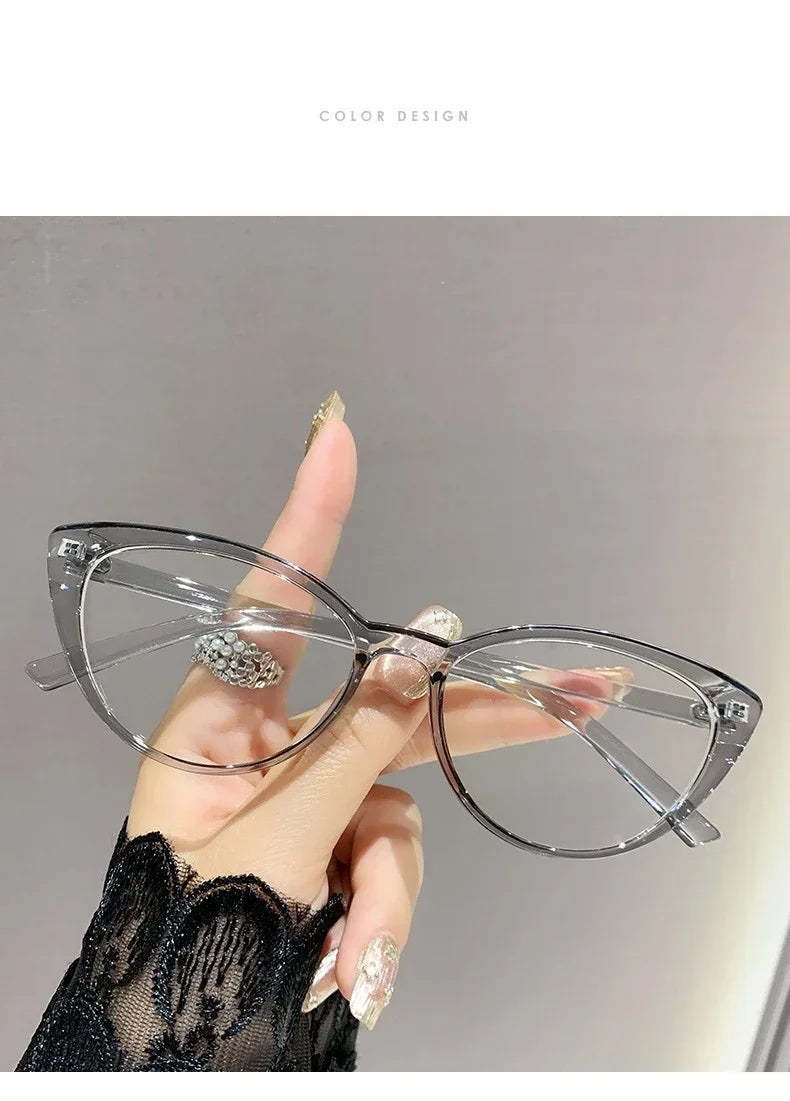 Fashionable cat-eye full-frame reading glasses, retro style, fashionable anti-blue light glasses, ladies' reading glasses
