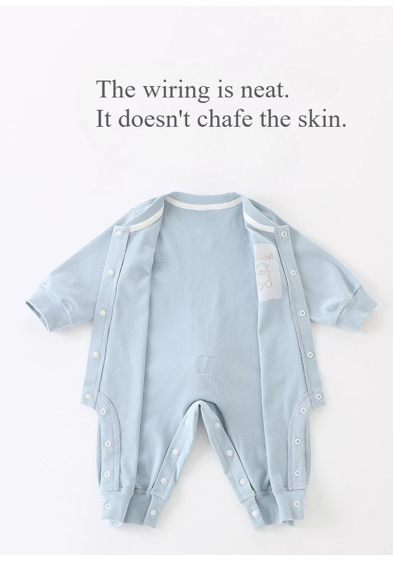 Infant Navy Collar Long Sleeve Romper | Stylish Baby Outfit