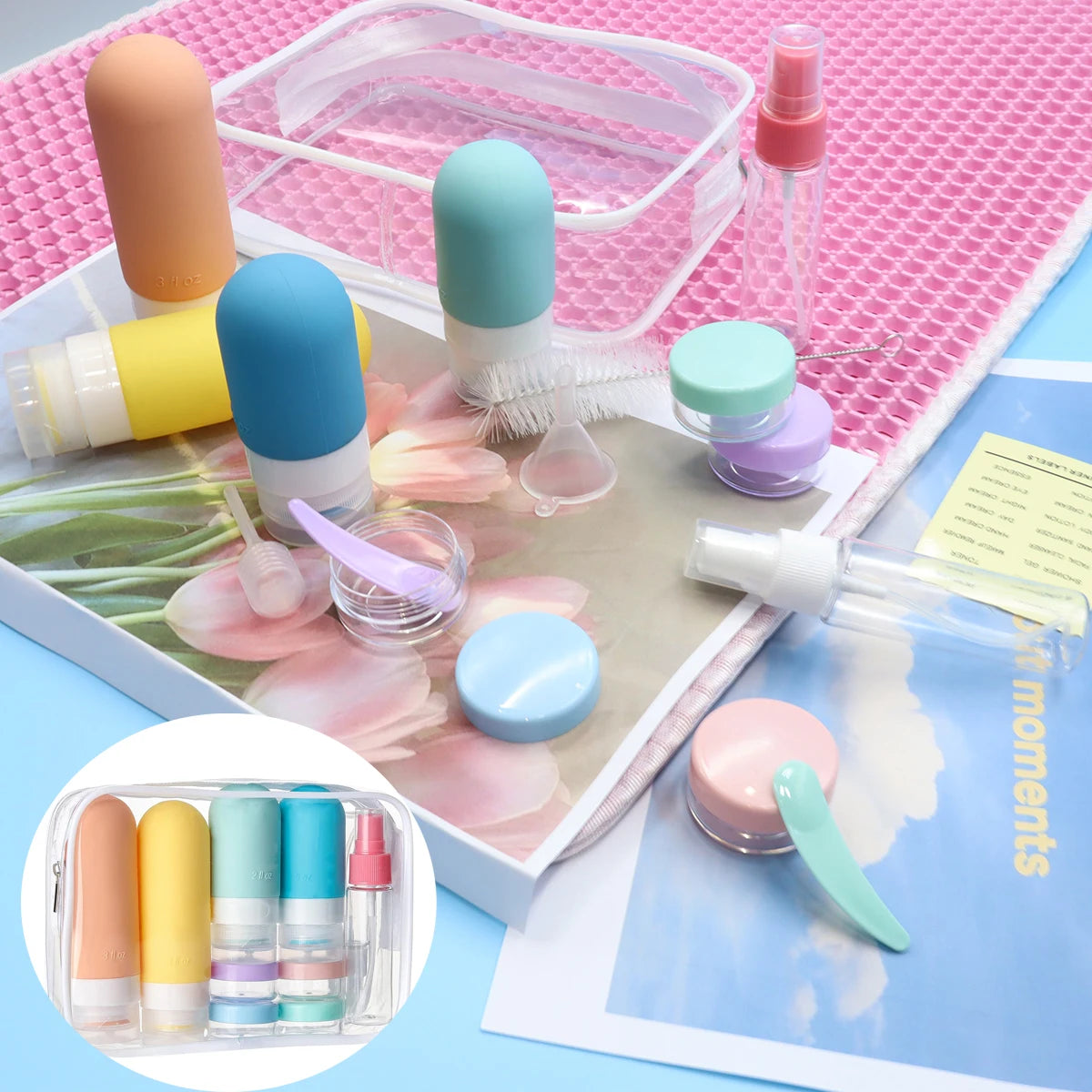 4 Pc Travel Bottles Set | Leak Proof Toiletry Containers
