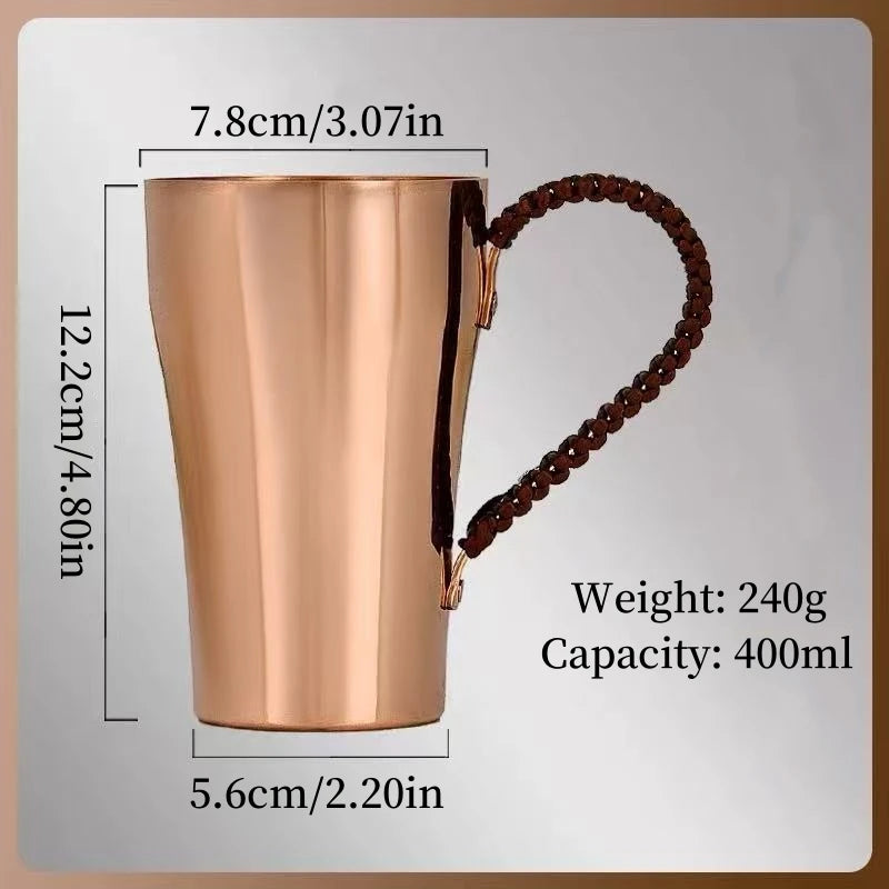 Vintage Copper Coffee Cup | Handcrafted Hammered Design Mug