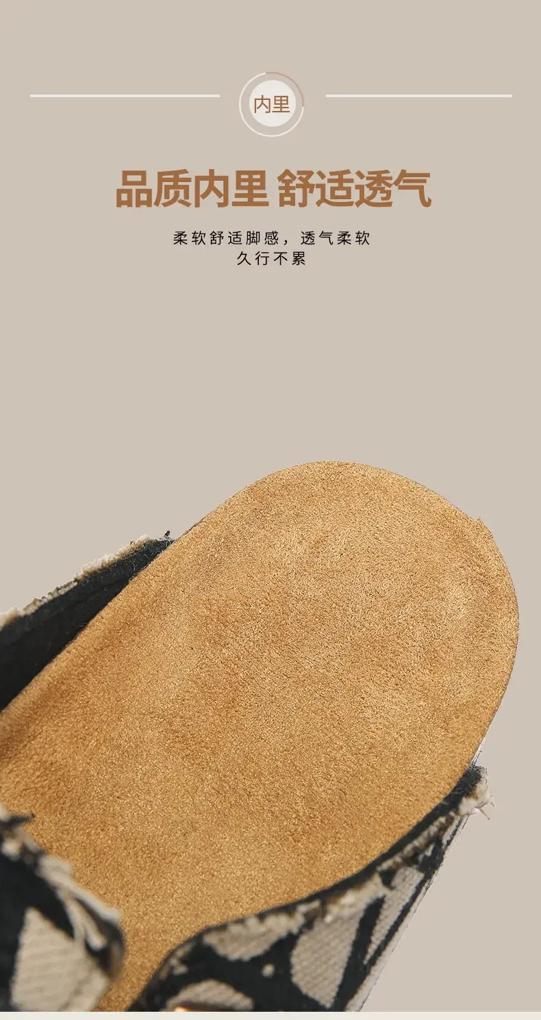 Four Seasons Classic Cork Closed Toe Shoes Versatile Soft Sole Unisex Outdoor Beach Casual Comfort Daily Slippers