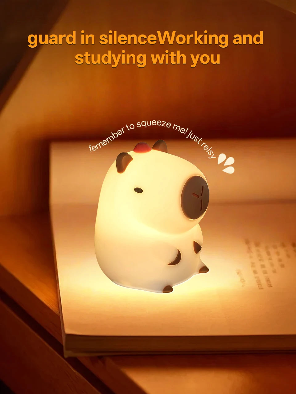 Adorable Capybara Night Light | Rechargeable Kids Touch Lamp