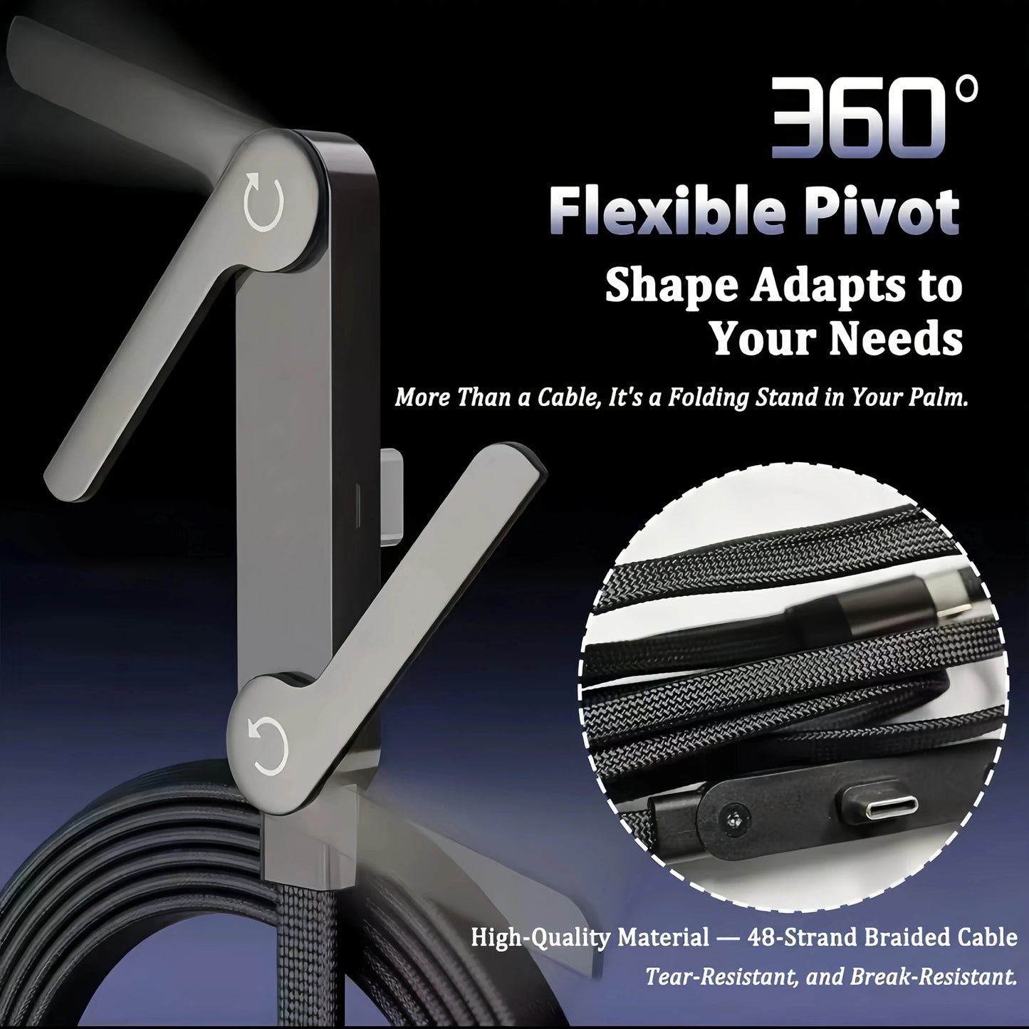 240W Fast Charging Foldable Phone Holder & USB Type-C Cable