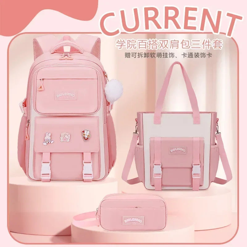 Large Capacity Spine Protection Backpack Set for Students