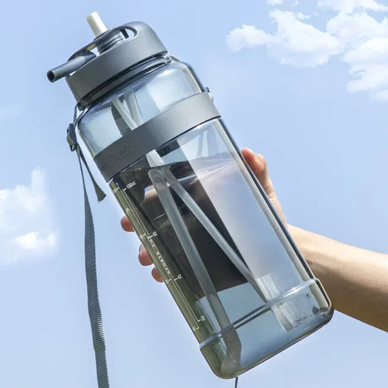 Outdoor Double Straw Water Drinking Bottle | BPA Free Sports Cup