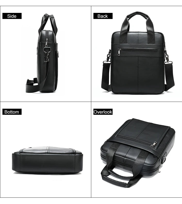 Bolso bandolera de cuero genuino para hombre | Elegante maletín para portátil