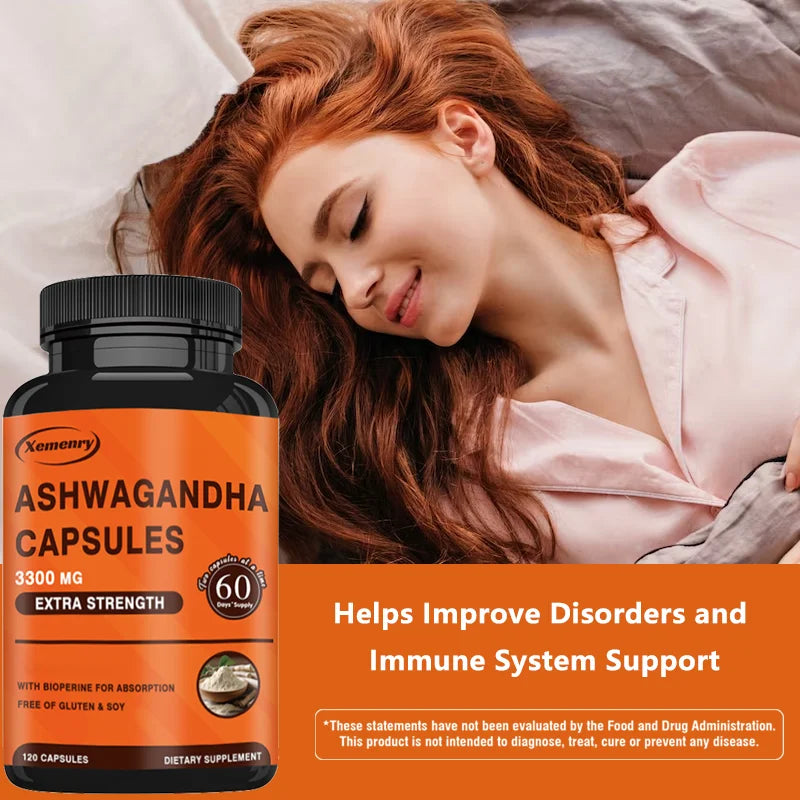 Ashwagandha Capsules for Brain Support & Stress Relief - 120 Count