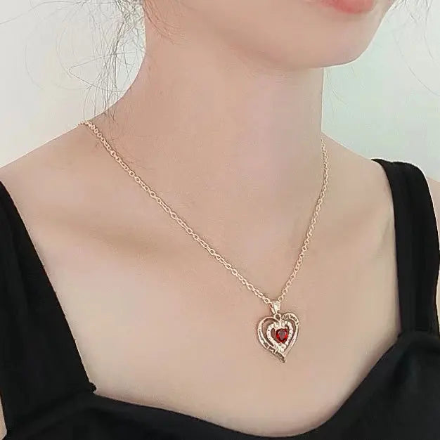 Romantic Sakura Pink Jewelry Box & Heart Necklace Gift Set for Women