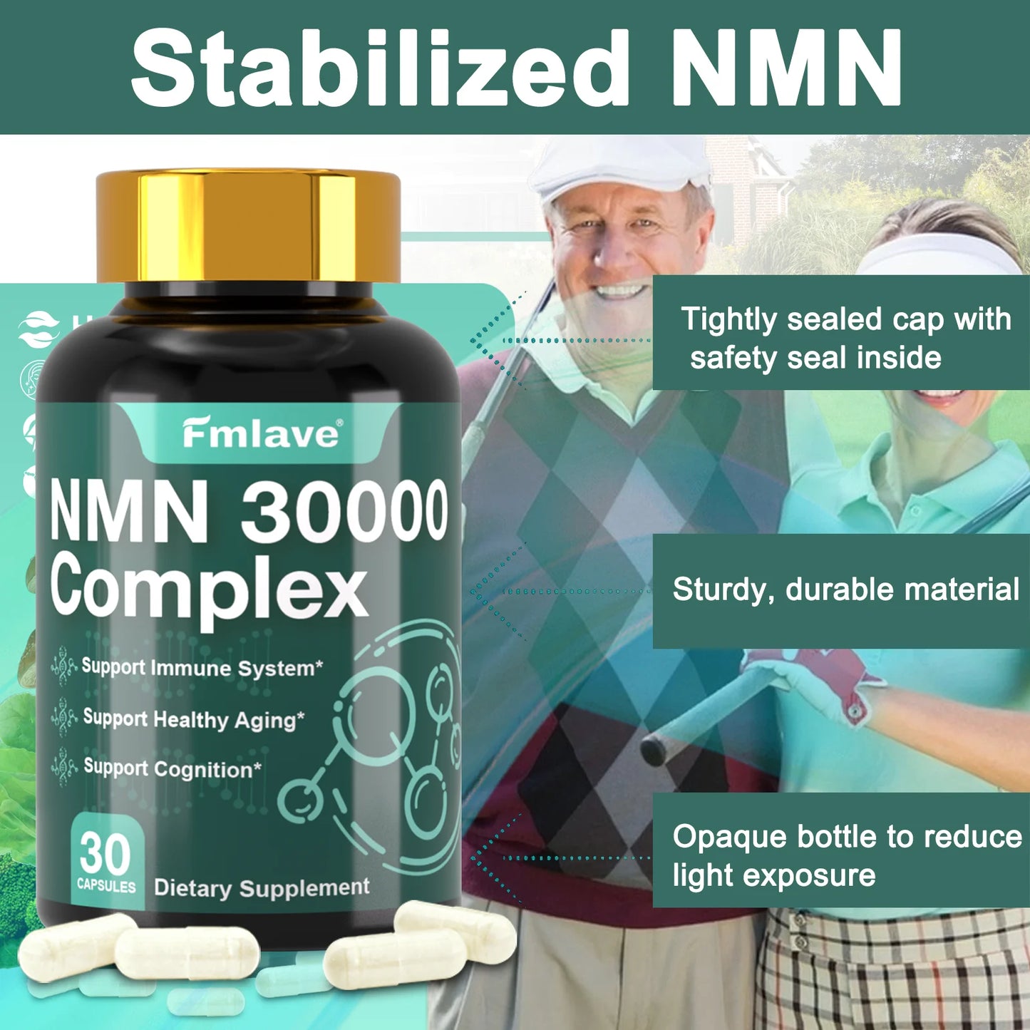 99% Pure NMN & Ergothioneine Capsules for Healthy Aging