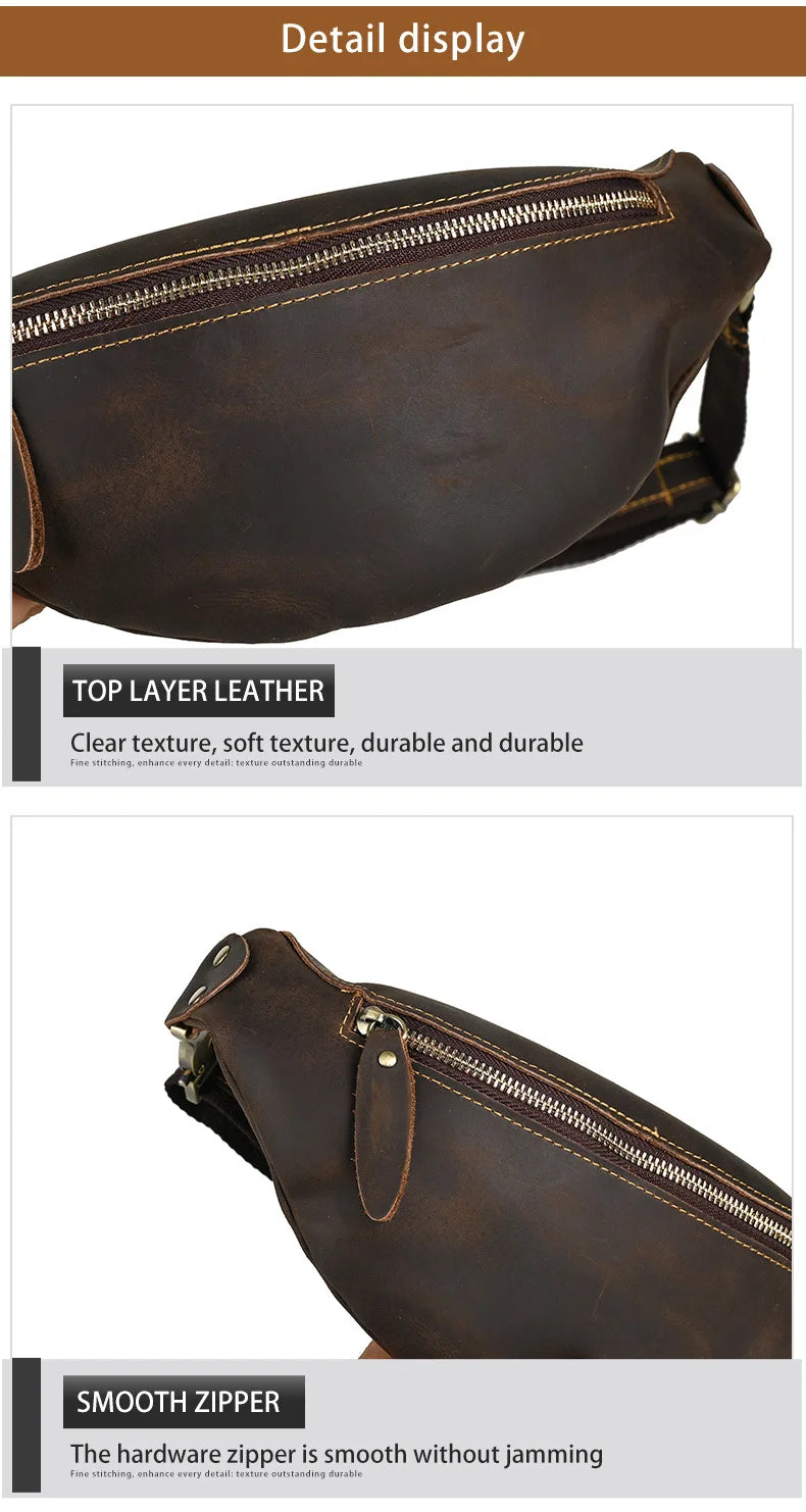 Men's RFID Anti-Theft Genuine Leather Sling Bag | Versatile Travel Pack
