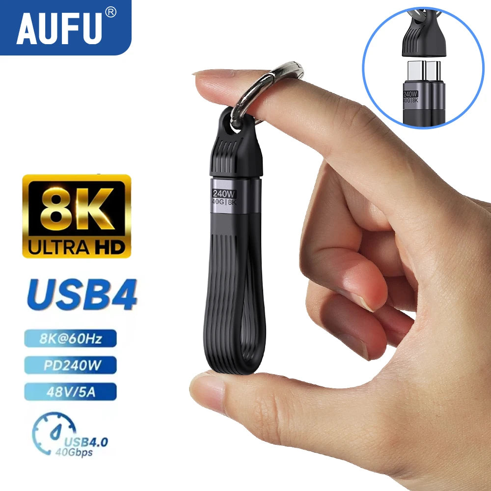 240W USB4 Type C Short Cable | Fast Charging & Data Transfer