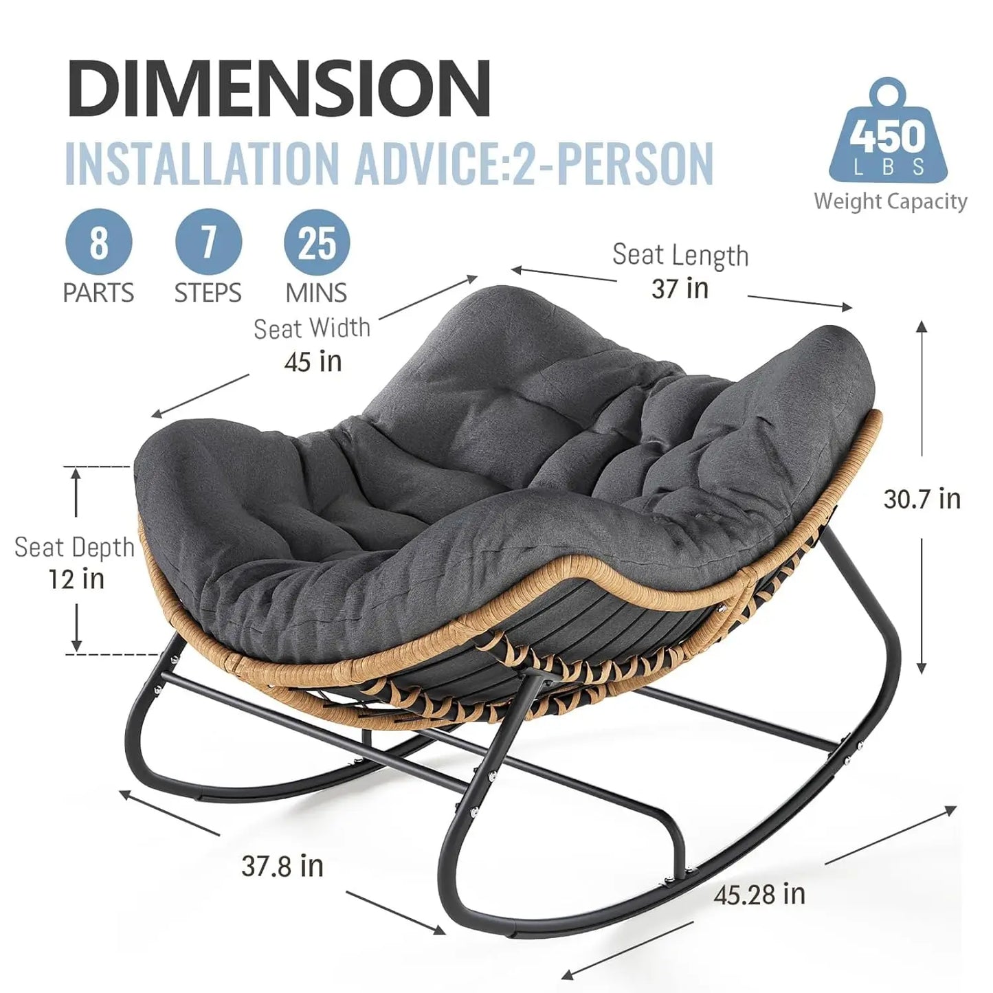 Oversized Outdoor Rocking Chair | Comfy Papasan Lounge Chair