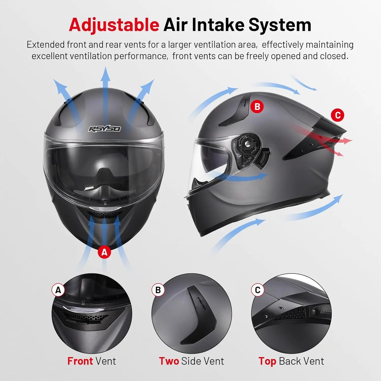 Dual Visor Full Face Motorcycle Helmet with LED Tail Light