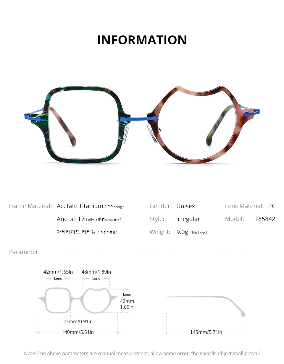 Monturas de gafas unisex cuadradas retro de titanio | Elegantes y duraderas
