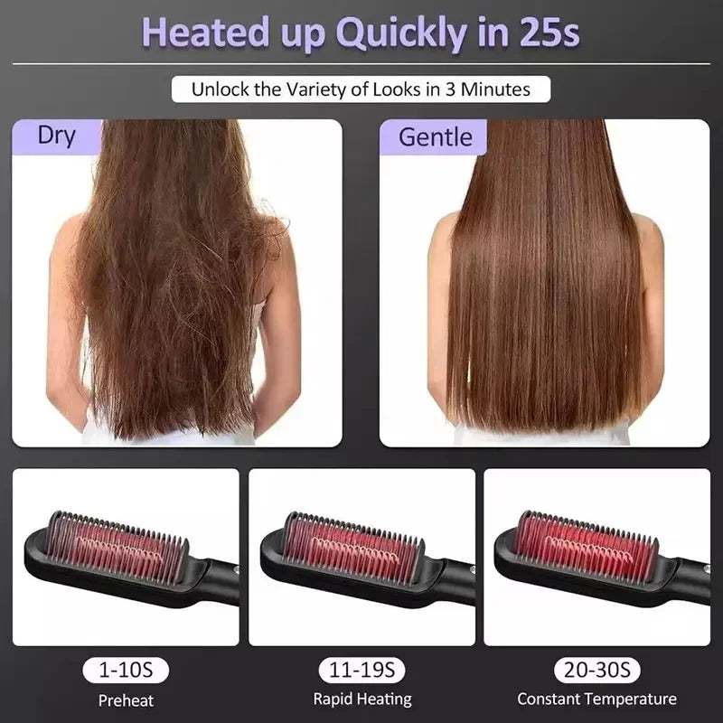 Adjustable Heat Hair Straightener Comb | Fast and Safe Styling
