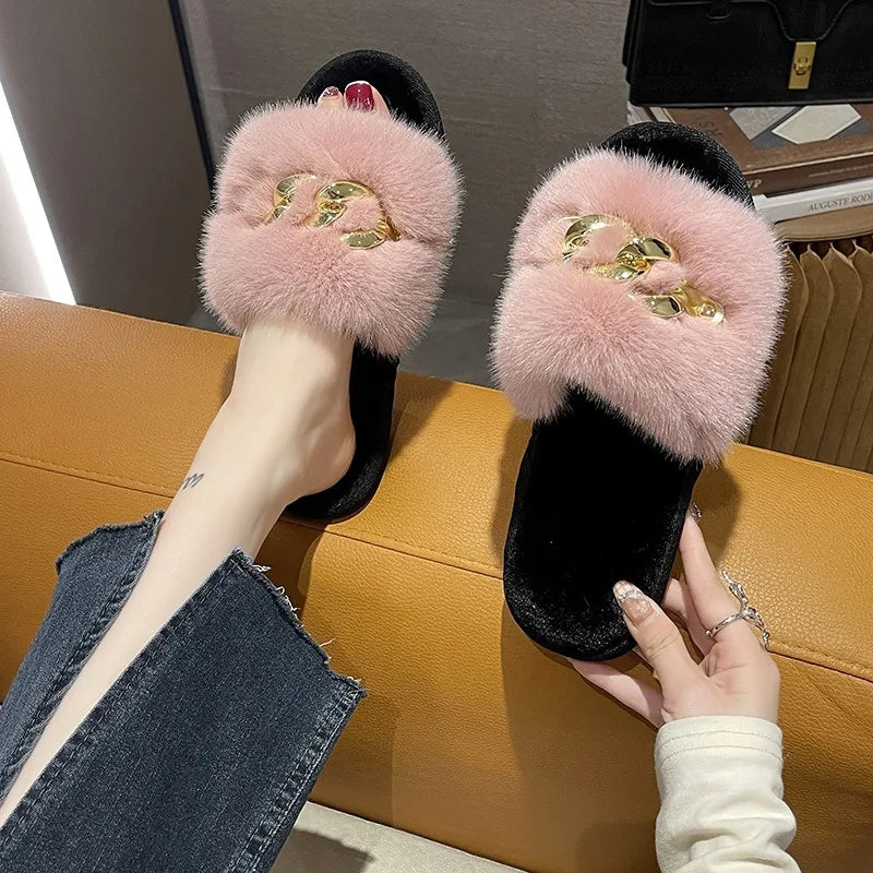Women's Cozy Fur Lined Plush Slippers | Warm Indoor House Shoes