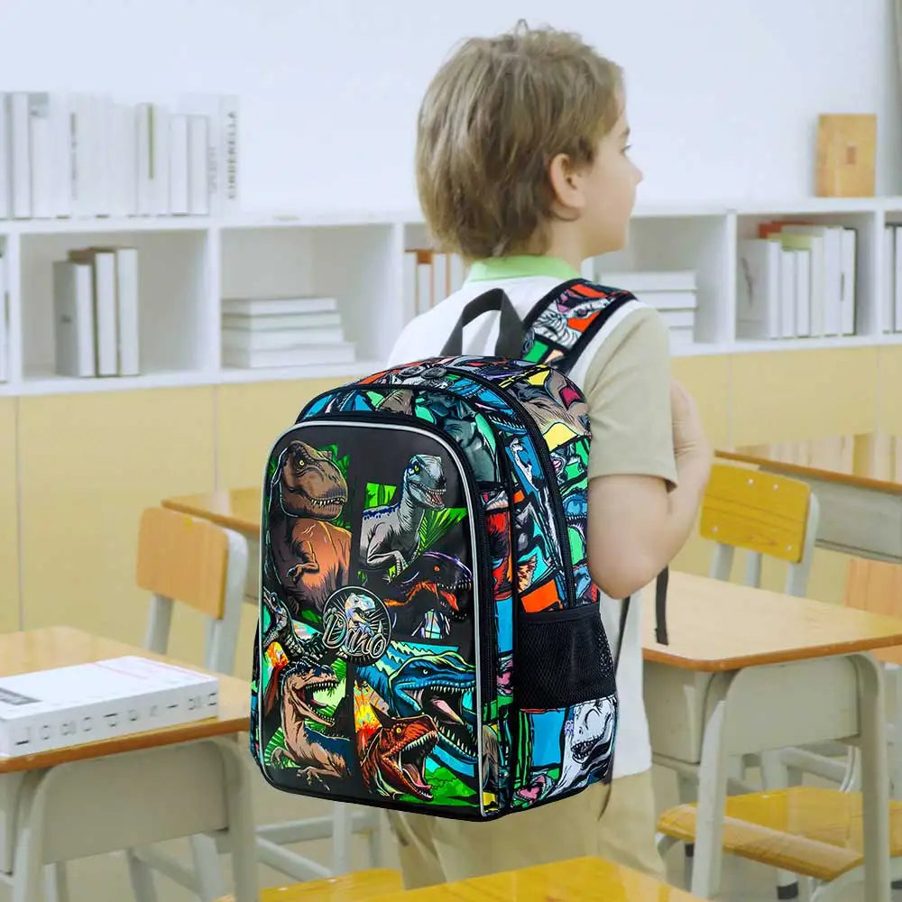 Kids Dinosaur Backpack Set | 3-Piece School Bag with Lunch Box