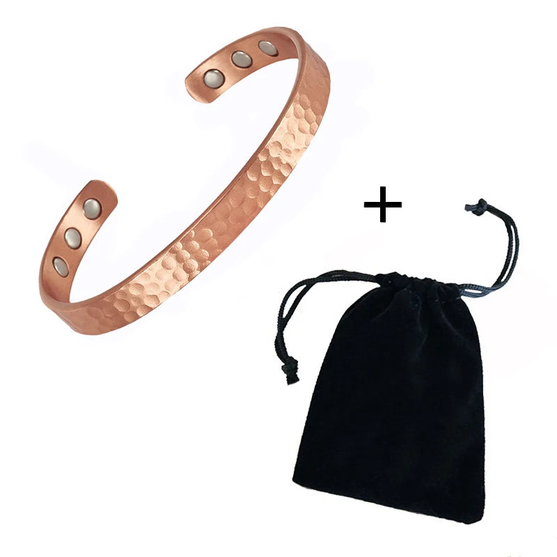 Magnetic Pure Copper Bracelet | Vintage Rose Gold Cuff Bangle
