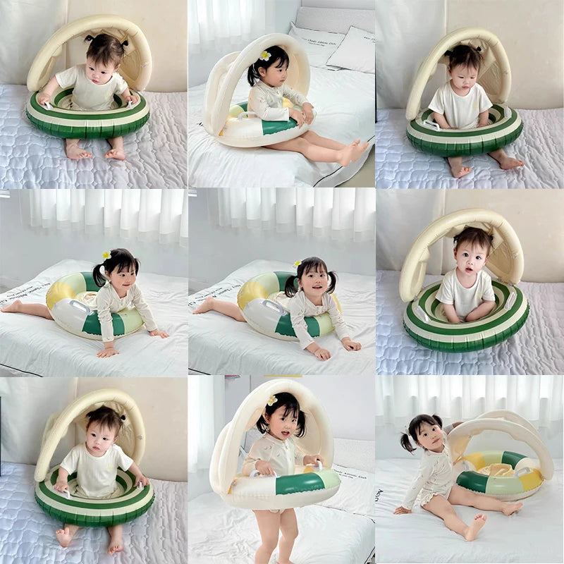 Baby Swimming Ring with Sunshade | Safe Toddler Pool Float