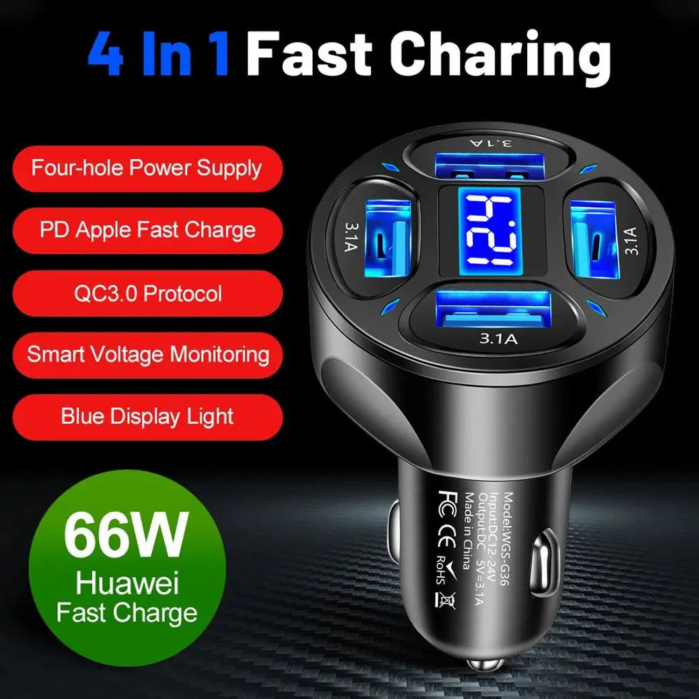 20W Super Fast Car Charger | Dual USB Type-C Adapter for All Devices