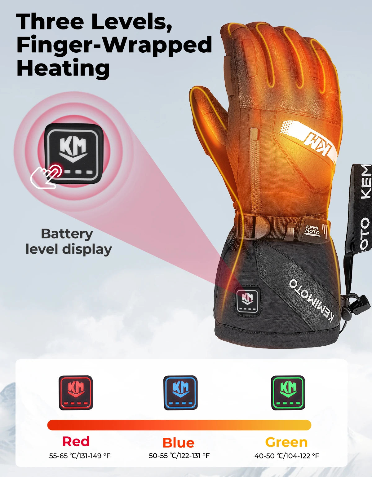 Waterproof Heated Skiing Gloves | Touchscreen Winter Gear