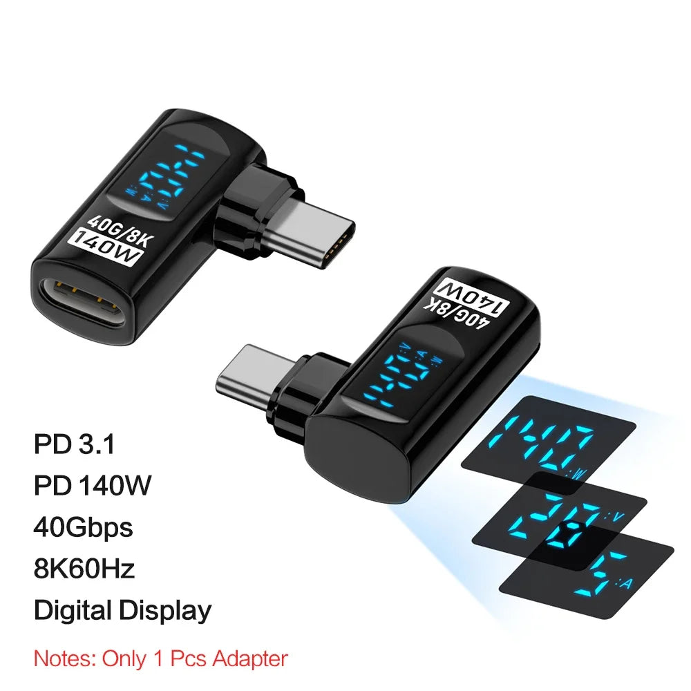 Right Angle USB C Adapter | 40Gbps Data Transfer & 8K Video