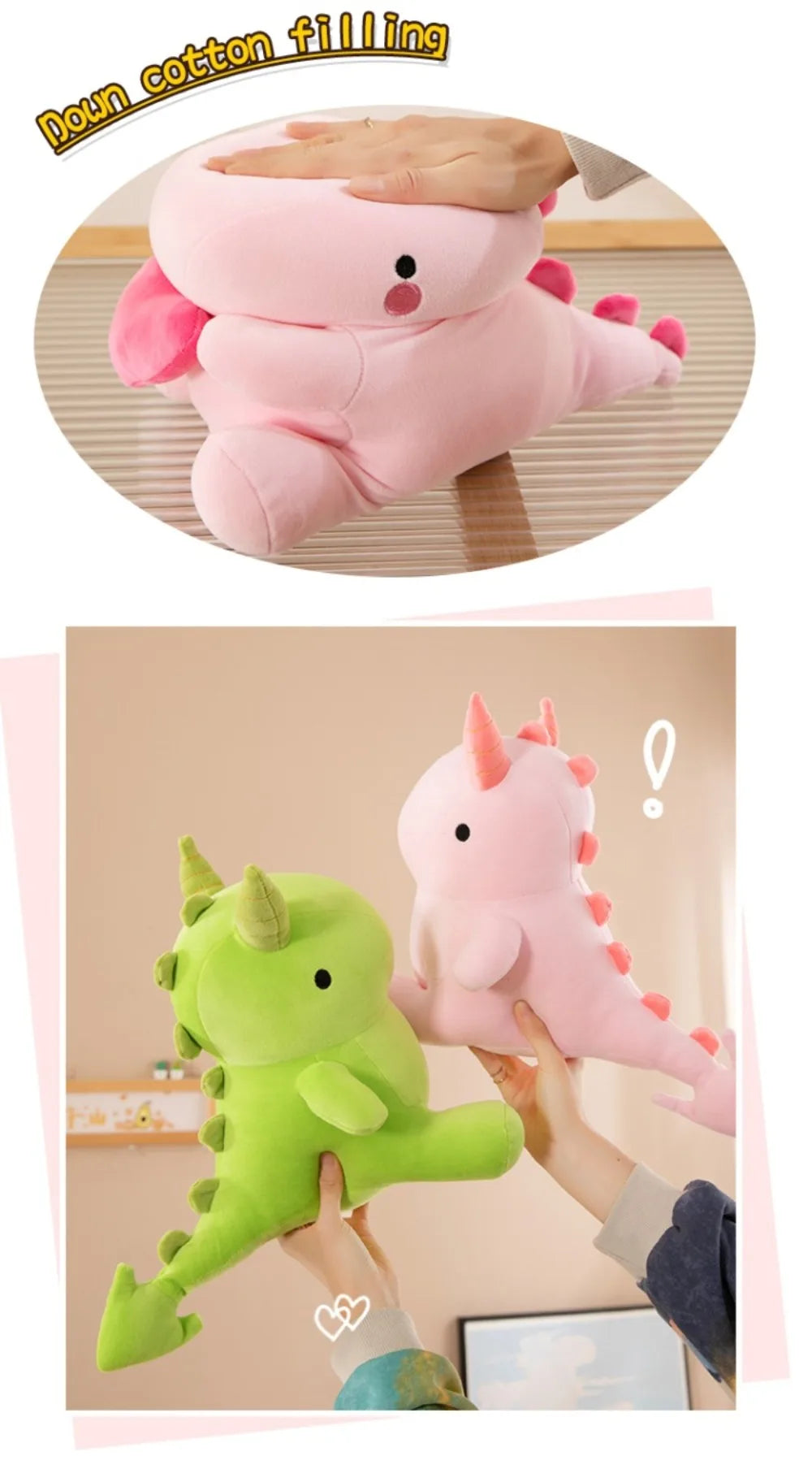 Cute Kawaii Plush Dinosaur Doll | Soft Cartoon Dino Toy for Kids