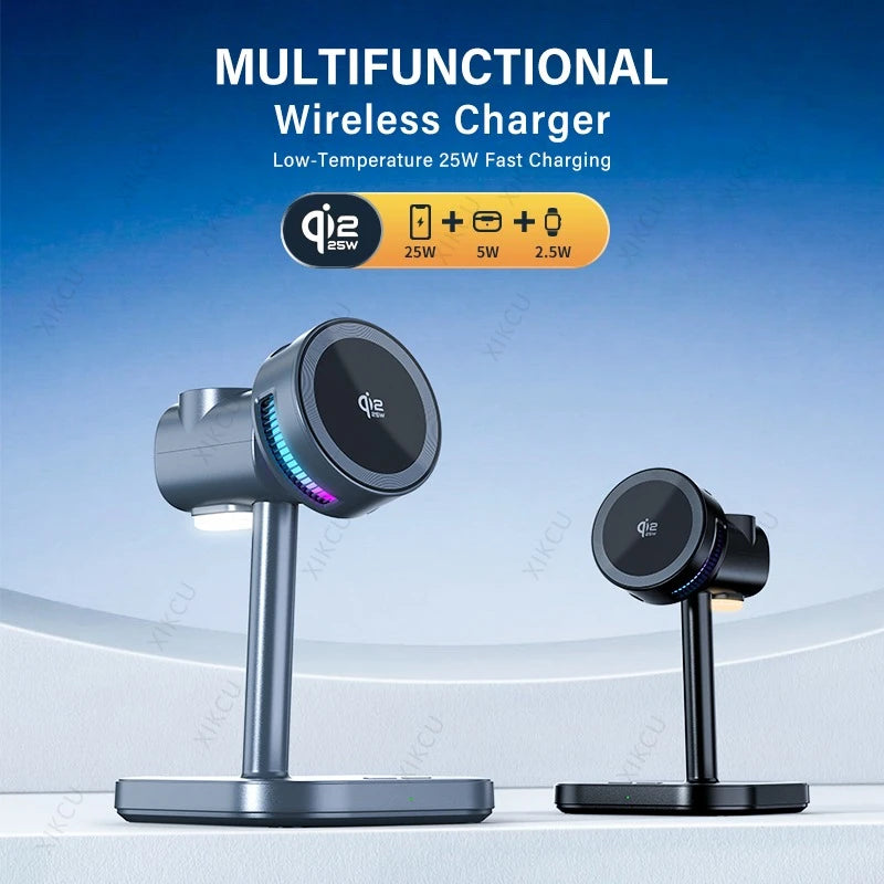 Cargador inalámbrico magnético de 25W con refrigeración por aire y luz LED