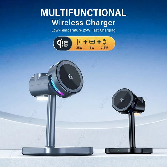 Cargador inalámbrico magnético de 25W con refrigeración por aire y luz LED