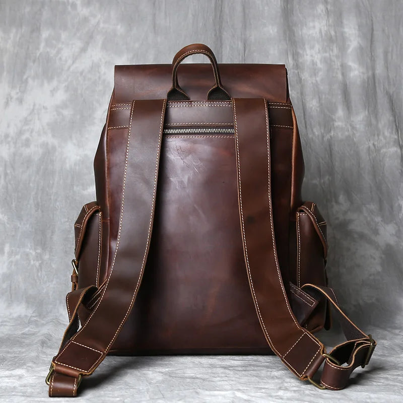 Retro Leather Men's Backpack | Spacious Travel & School Bag
