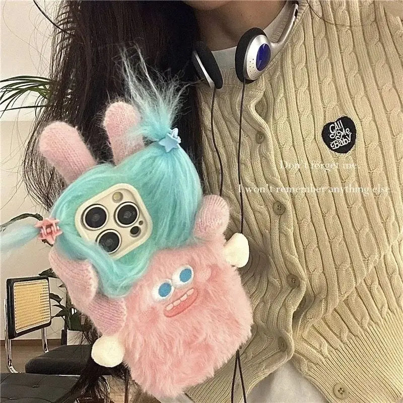 3d Cute Cartoon Plush Phone Case,  for IPhone 16 15 14 13 12 11 Mini Pro Max X XR XSMax,funny Shock-proof Phone Covers