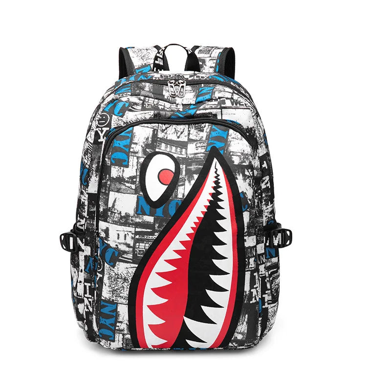 Cartoon Shark Print Backpack | Perfect School Rucksack for Kids