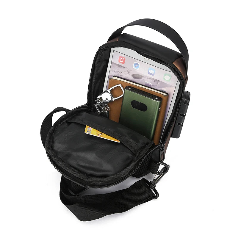 Men's Anti-Theft Sling Bag | USB Charging Crossbody Pack