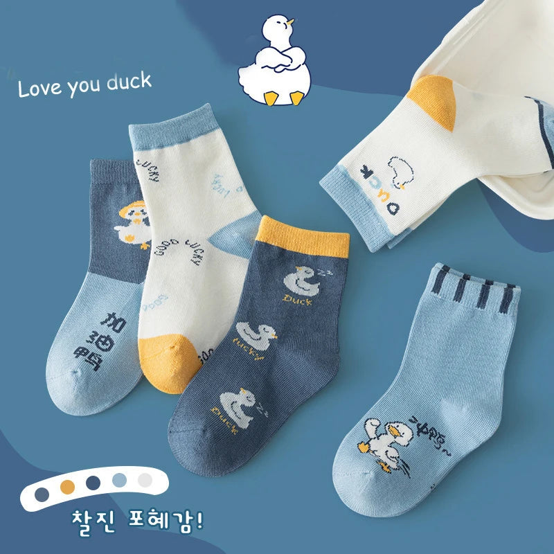 Kids Cartoon Duck Mid Tube Socks | Soft & Fun Socks for Boys