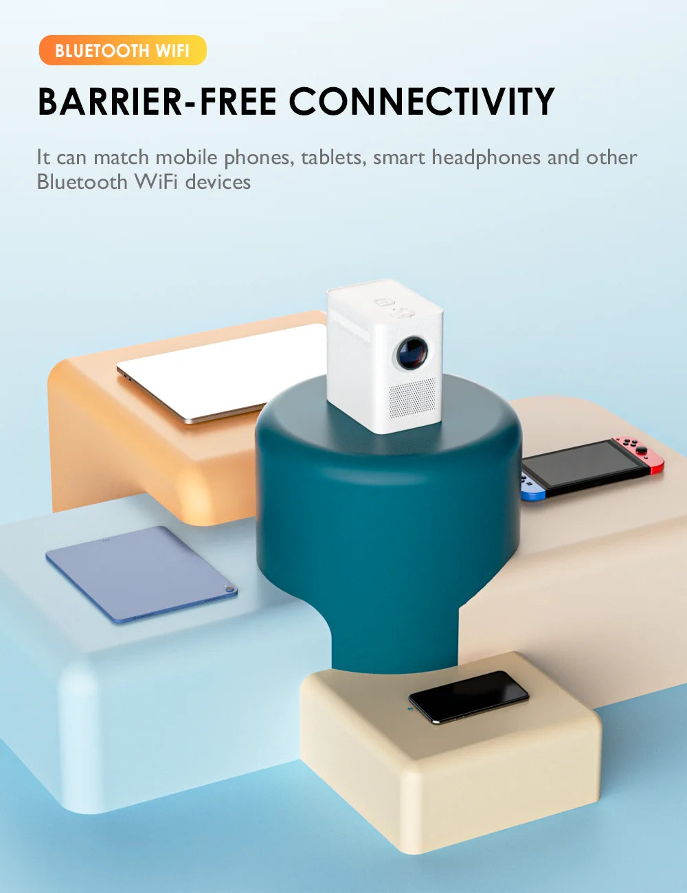 Full HD Mini Projector | Portable 1080P Bluetooth Home Theater