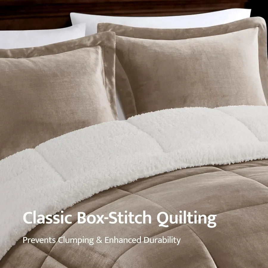 Reversible Plush Sherpa Comforter Set | Ultra Soft Winter Bedding