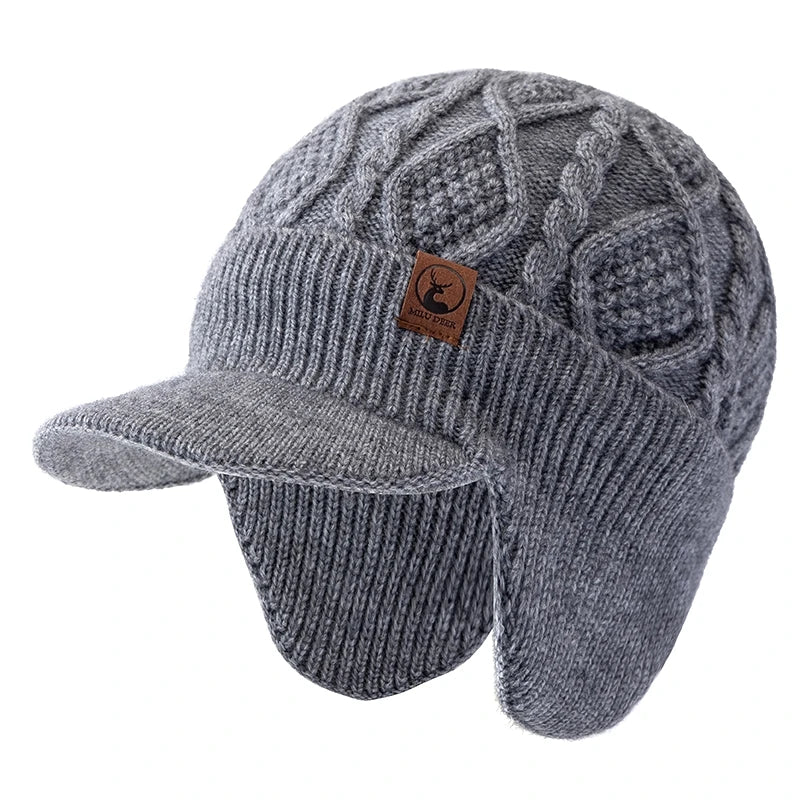 Unisex Fleece Lined Earflap Beanie Hat | Stylish Warm Winter Cap