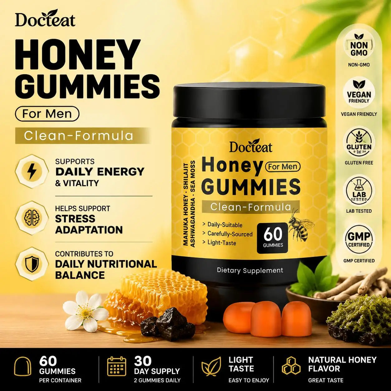 Daily Stress Relief Gummies for Men | Shilajit & Ashwagandha
