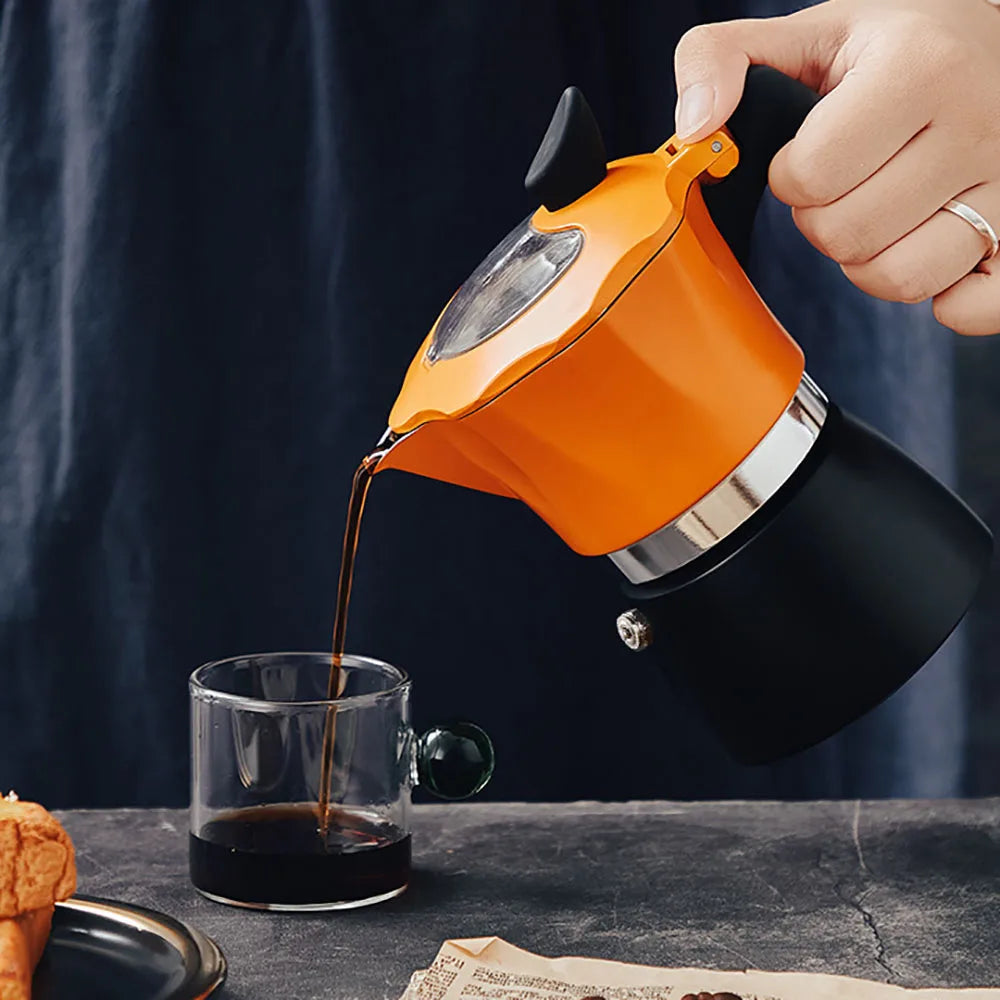 Two-Color Visual Cover Moka Pot Set | Classic Espresso Maker