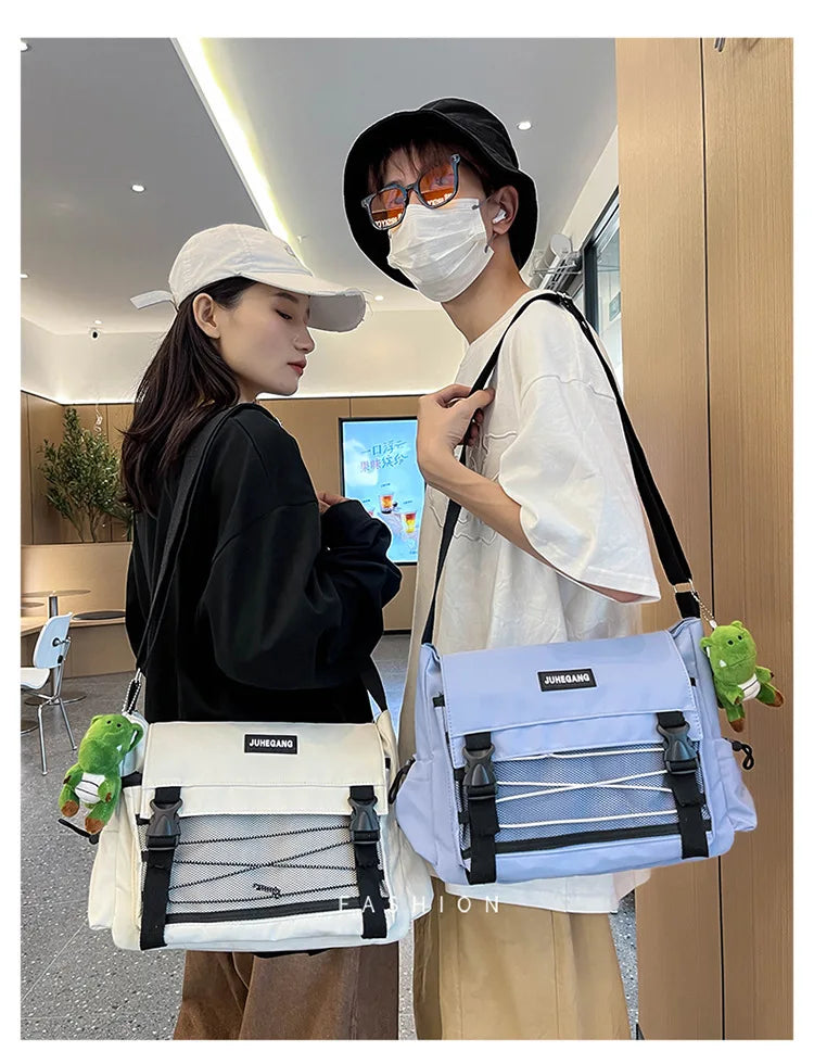 Bolso cruzado de nailon elegante para adolescentes | Bandolera multibolsillos