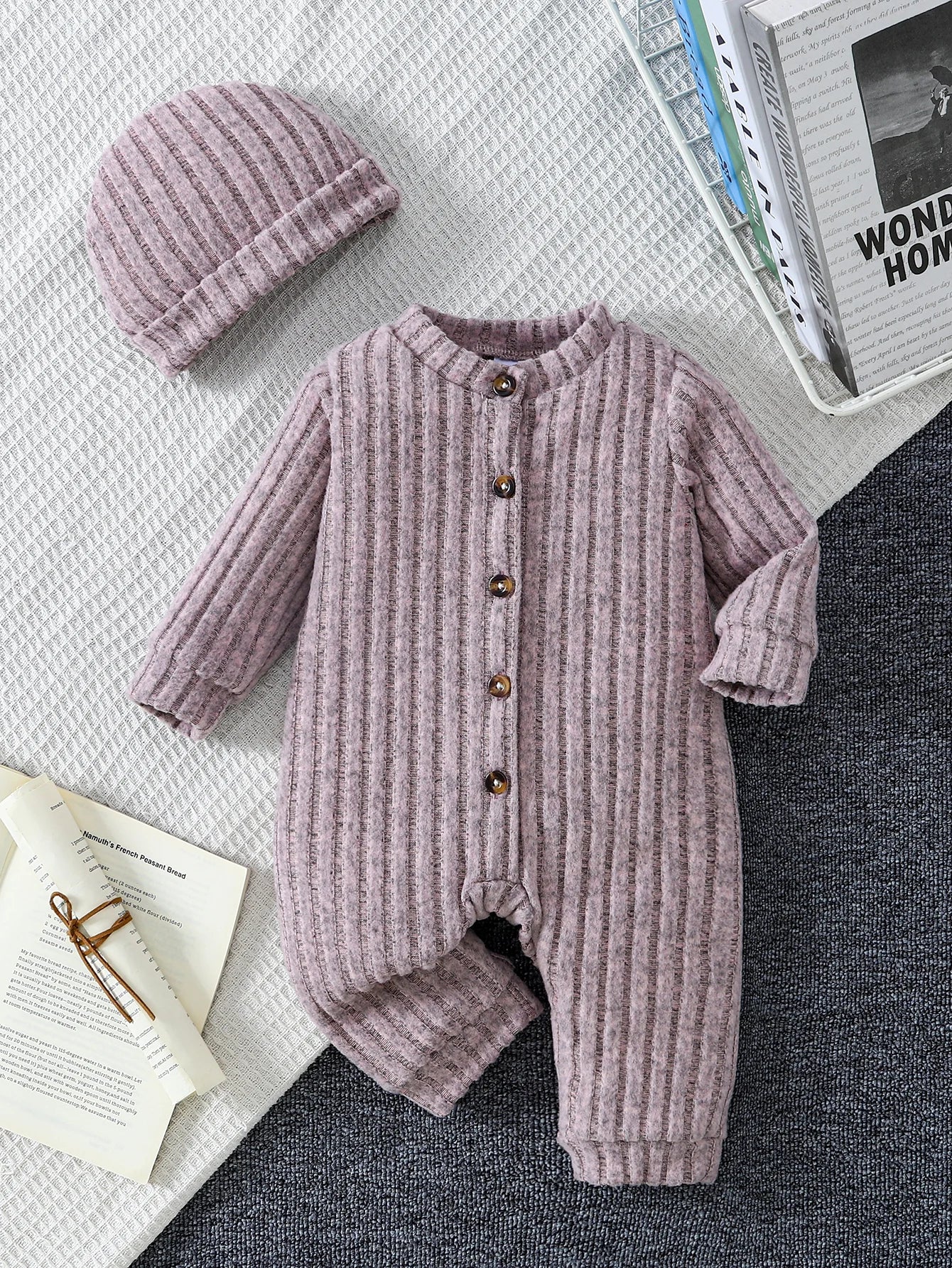 Baby Boy Plaid Overall Set with Warm Hat | Stylish Comfort
