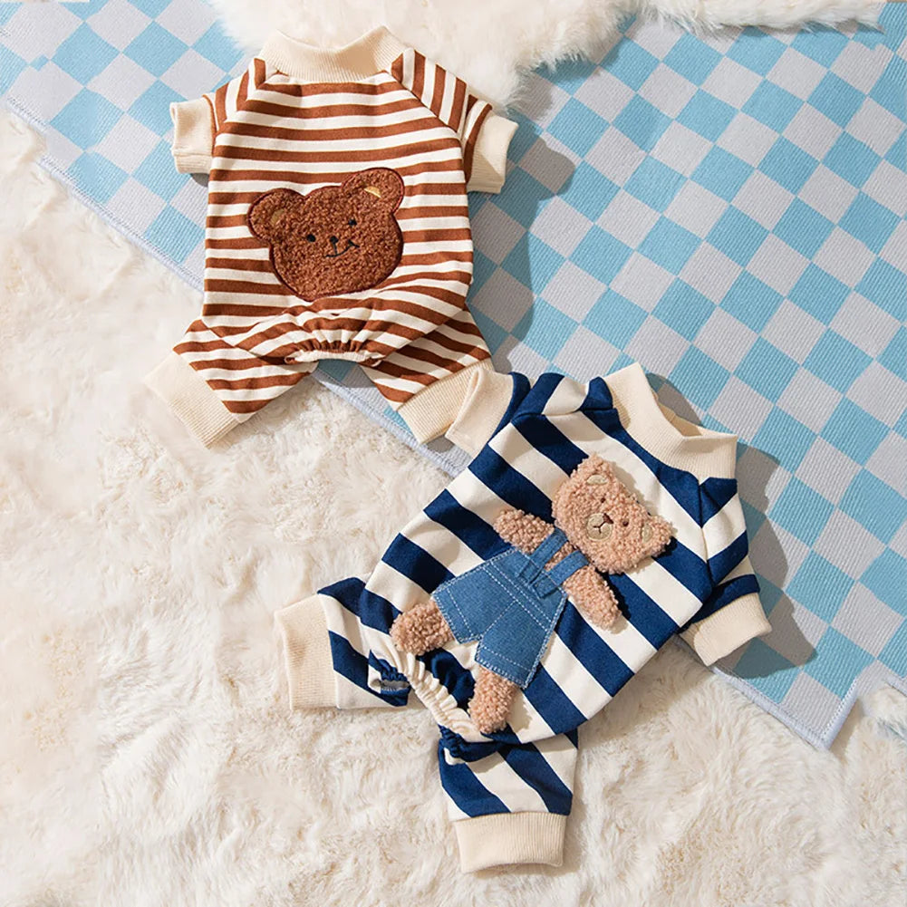 Kawaii Cat Jumpsuit | Cute Striped Romper for Small Pets