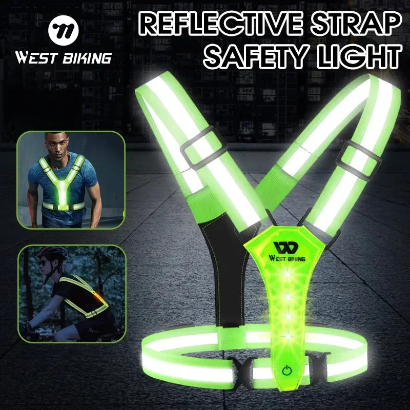 Reflective LED Light Safety Vest for Night Running & Cycling